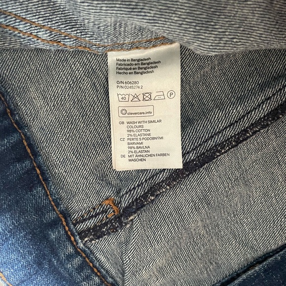 H&M Women’s Size 4 Denim Collared Button Up Jacket Long Sleeve Cotton Blue - Picture 8 of 8